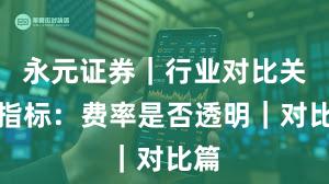 永元证券｜行业对比关键指标：费率是否透明｜对比篇
